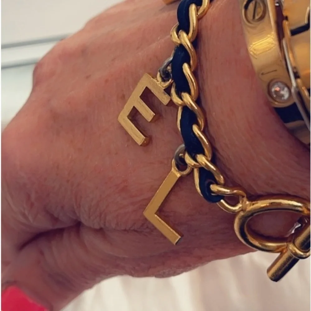 CHANEL RARE VINTAGE TOGGLE LEATHER CHARM BRACELET